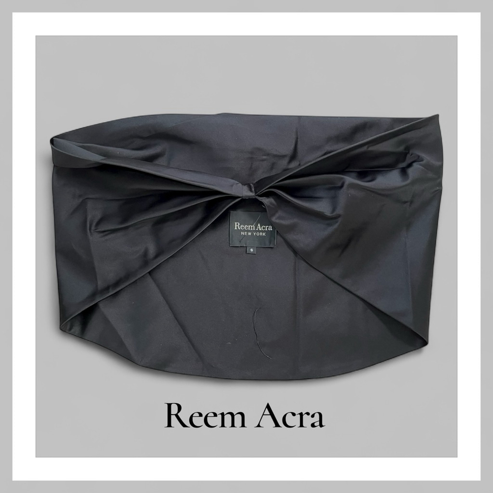 Women's Reem Acra Black Silk Twist Front Crop Top cape Shawl S